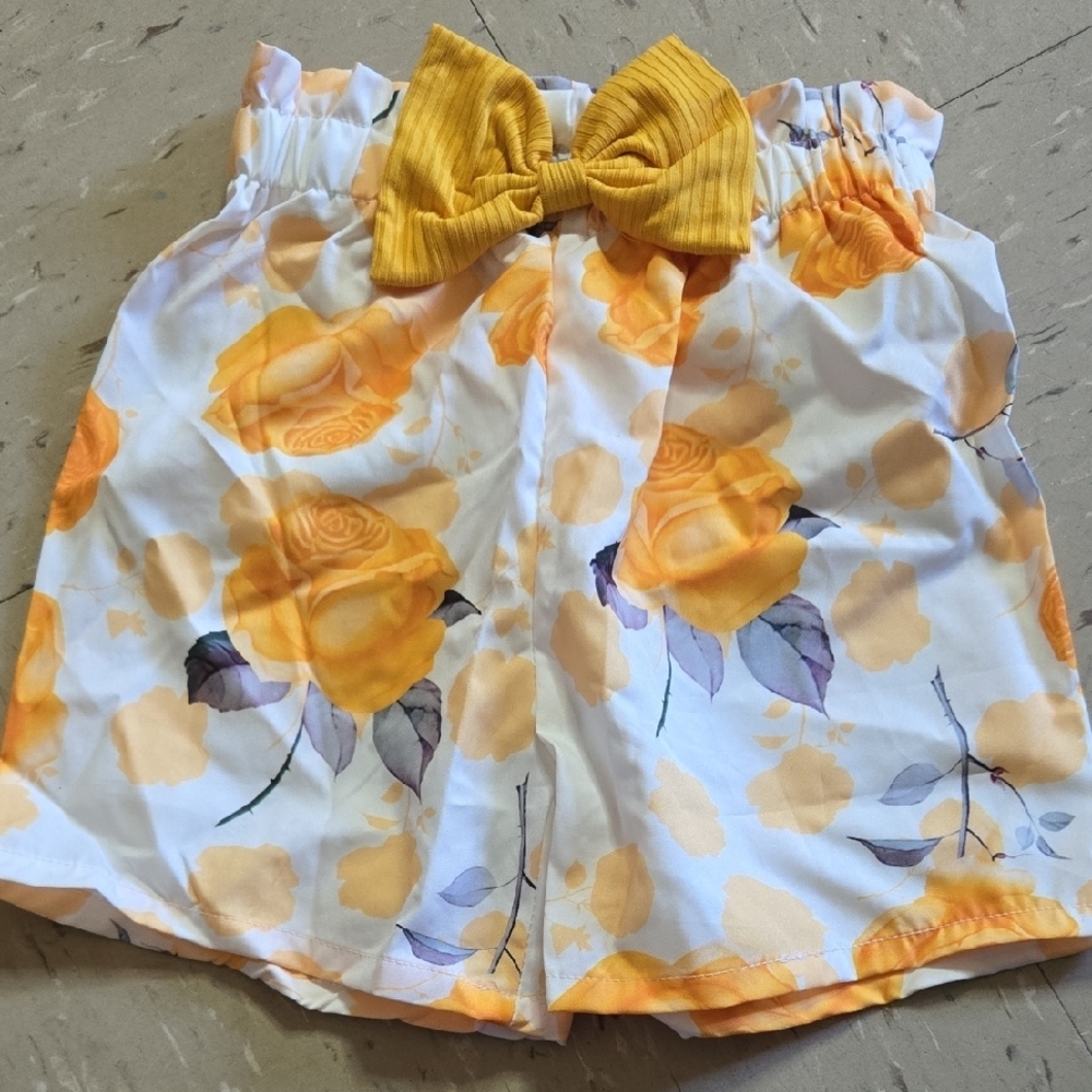 Floral Yellow Bow Shorts